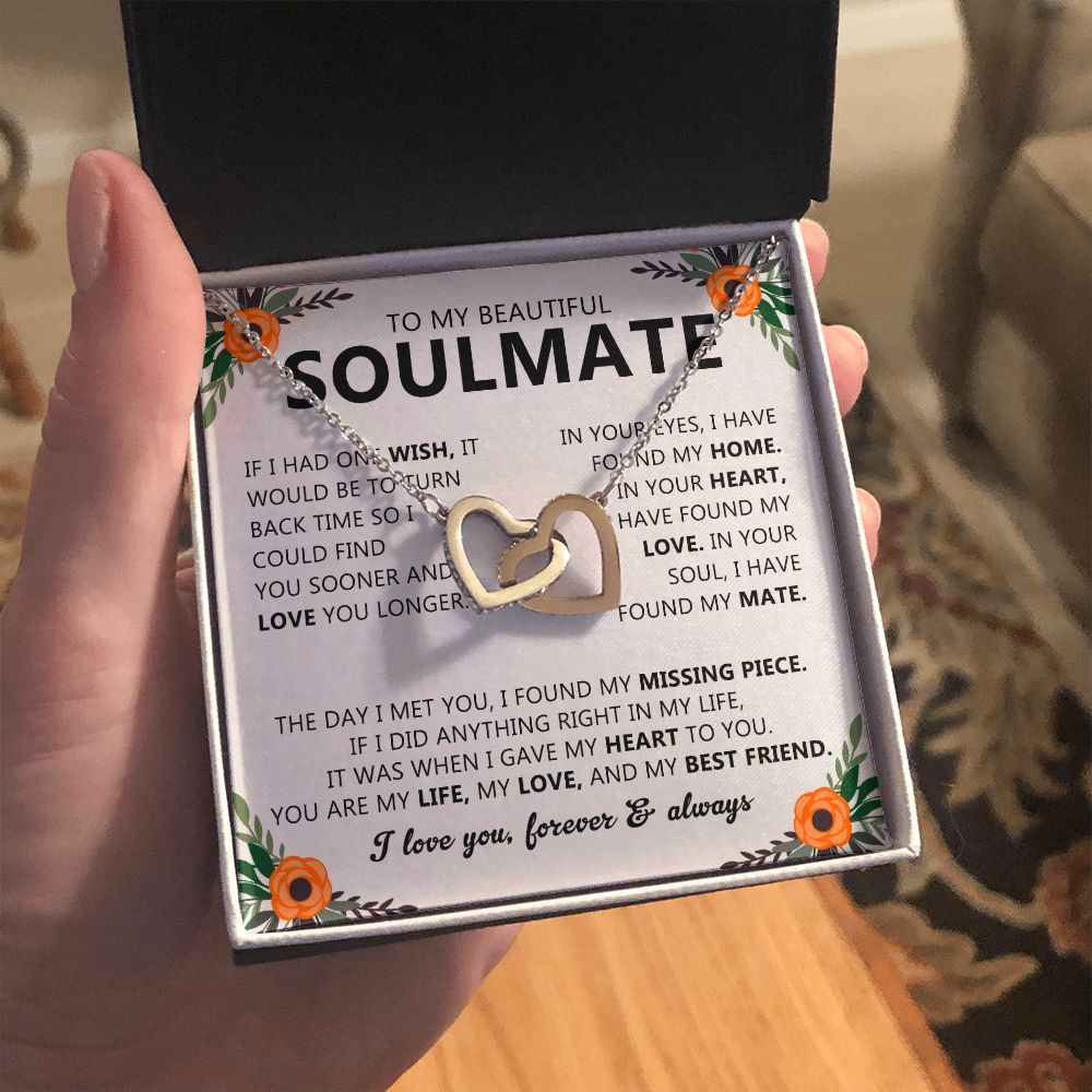 Soulmate Necklace Gift with Message Card for Partner