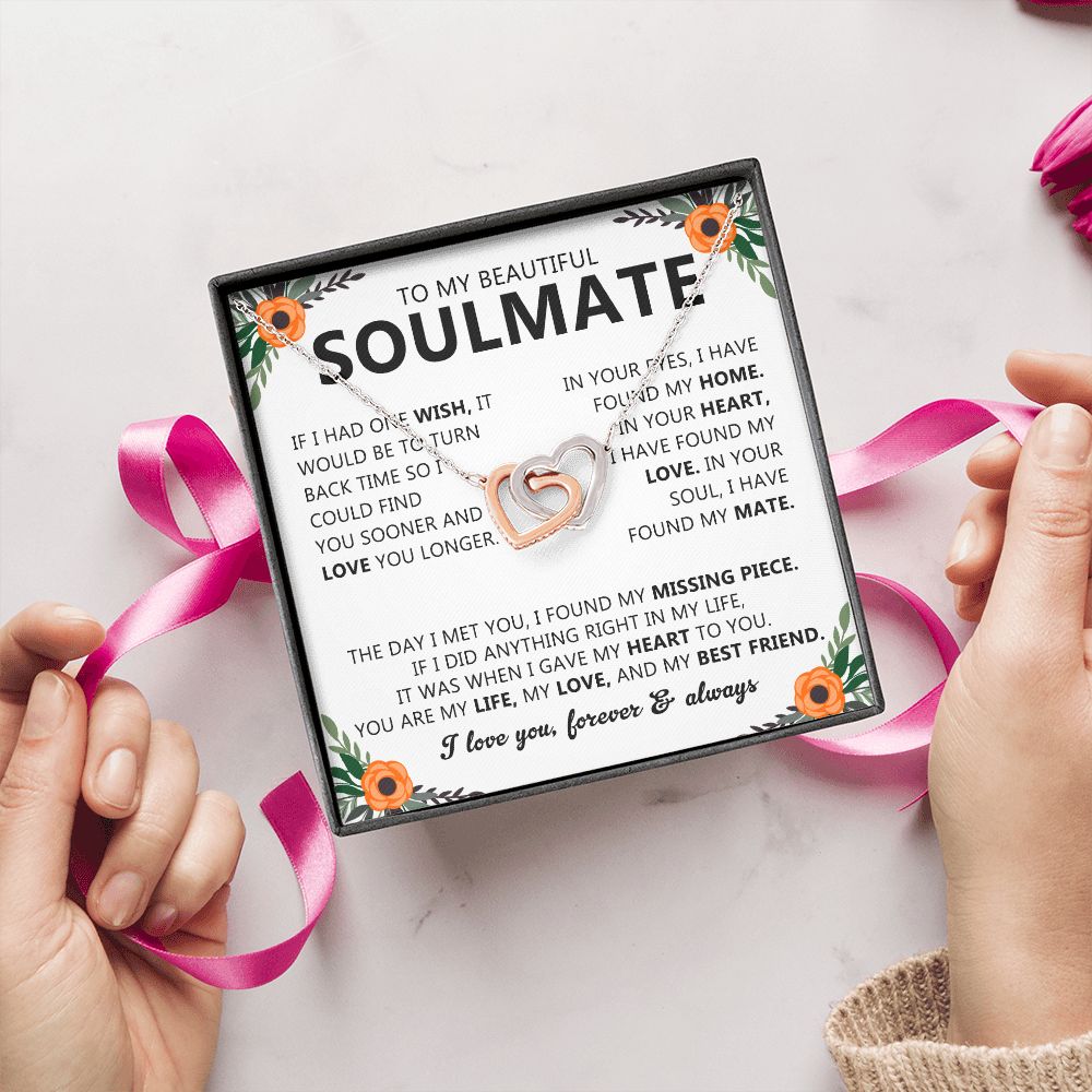 Soulmate Necklace Gift with Message Card for Partner