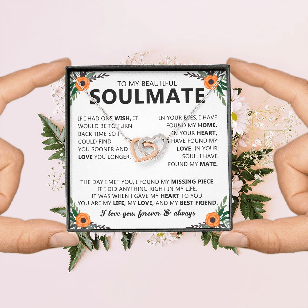 Soulmate Necklace Gift with Message Card for Partner