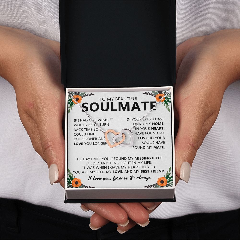 Soulmate Necklace Gift with Message Card for Partner