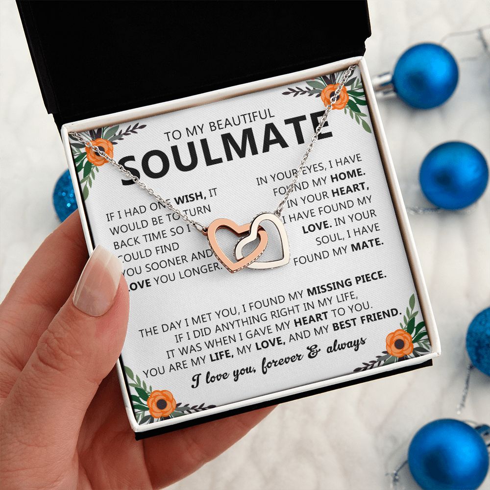 Soulmate Necklace Gift with Message Card for Partner