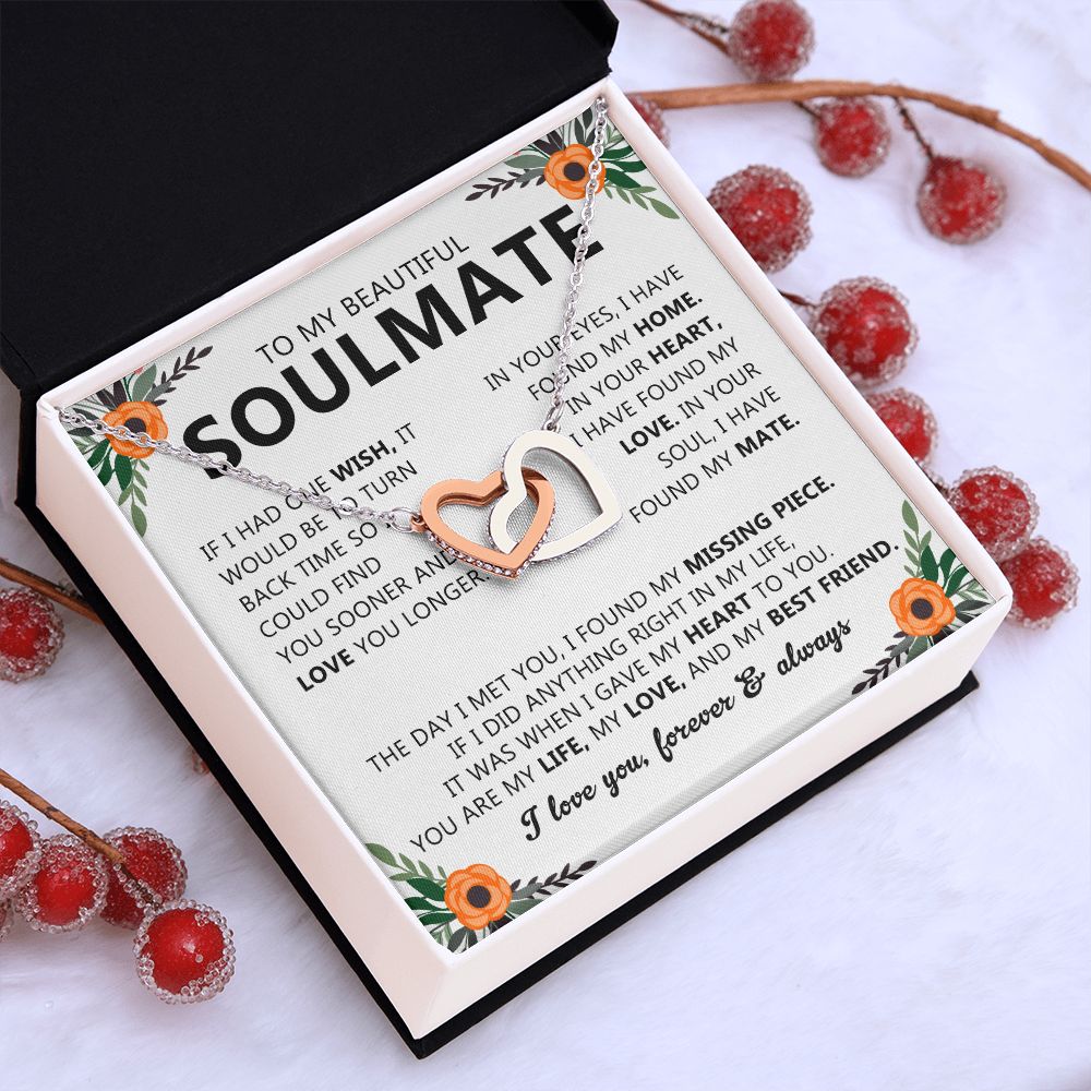 Soulmate Necklace Gift with Message Card for Partner