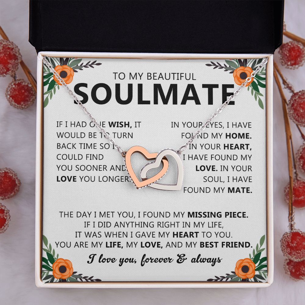 Soulmate Necklace Gift with Message Card for Partner