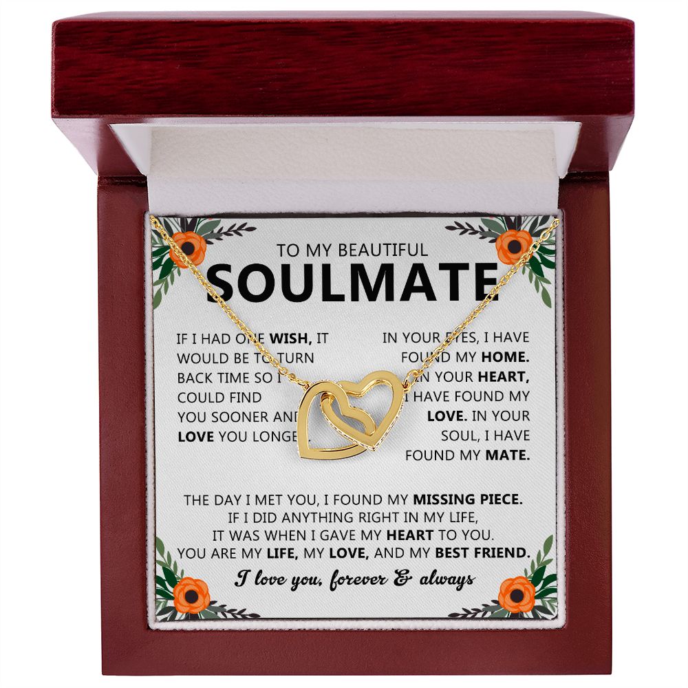 Soulmate Necklace Gift with Message Card for Partner