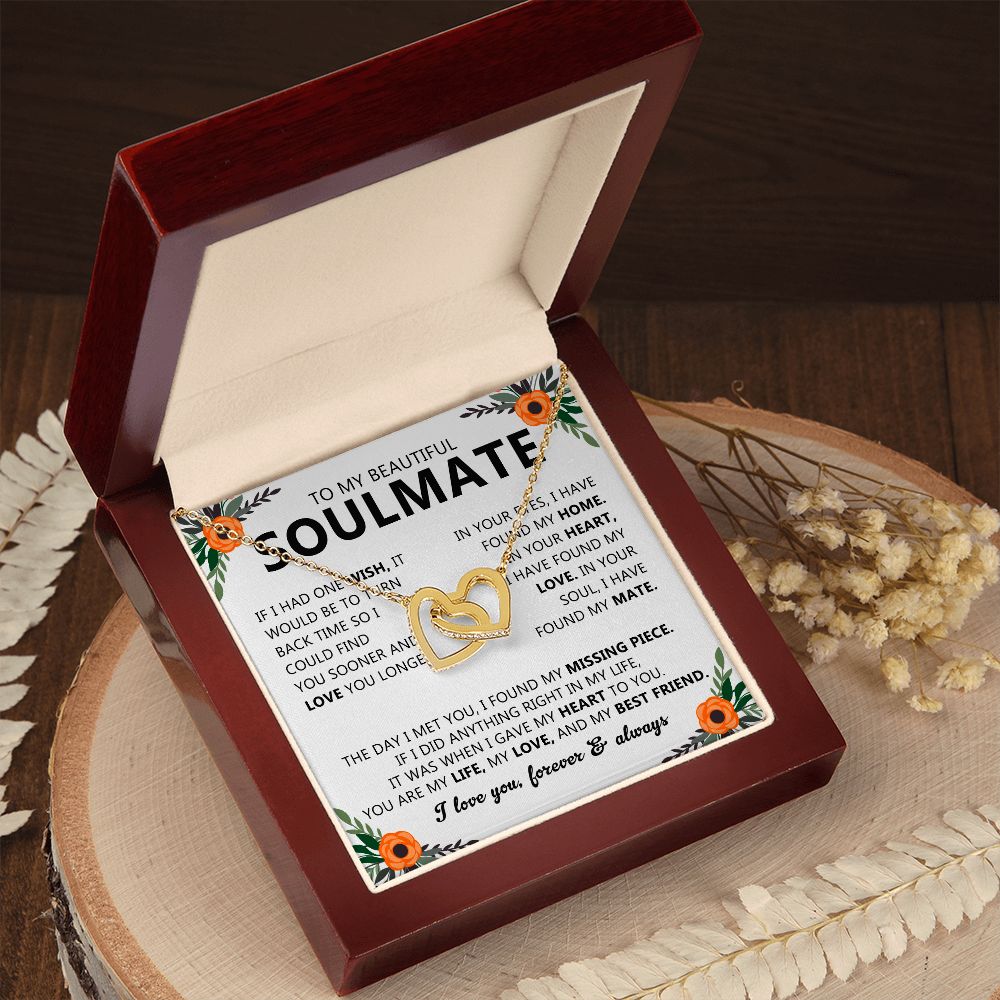 Soulmate Necklace Gift with Message Card for Partner