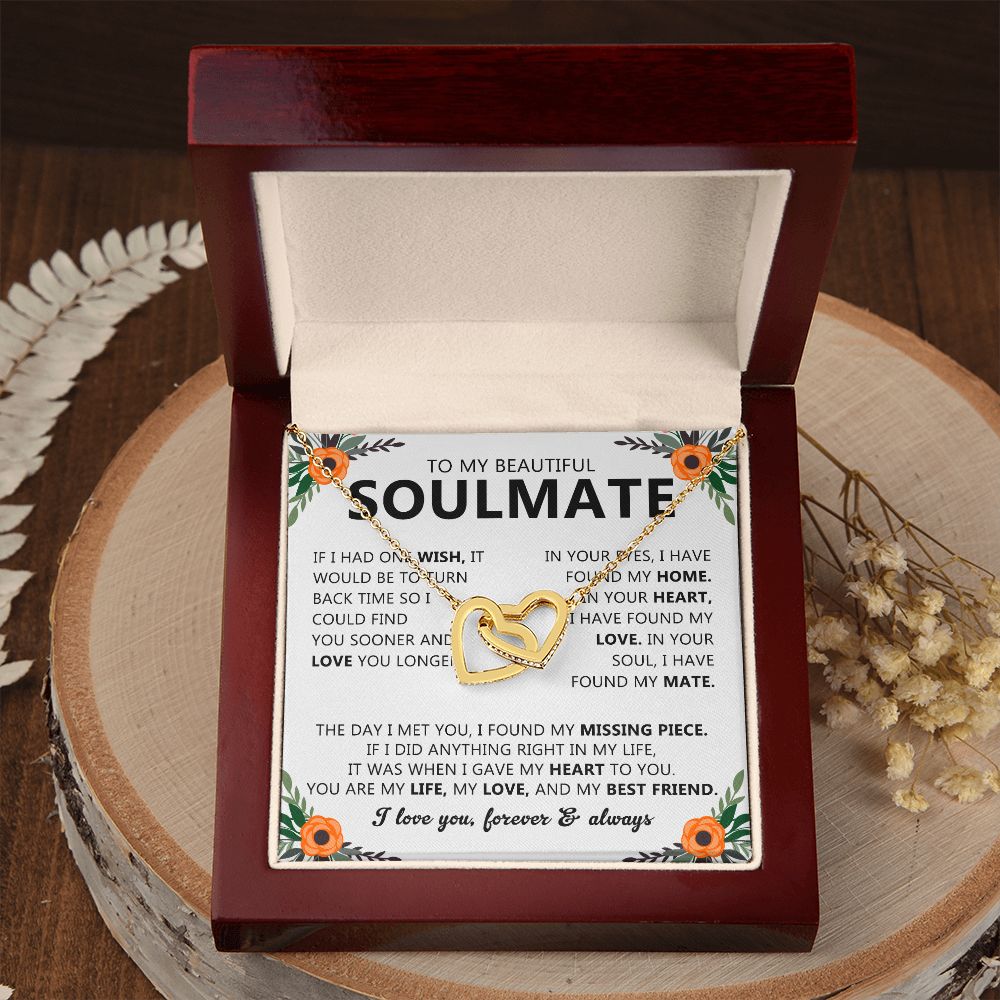 Soulmate Necklace Gift with Message Card for Partner