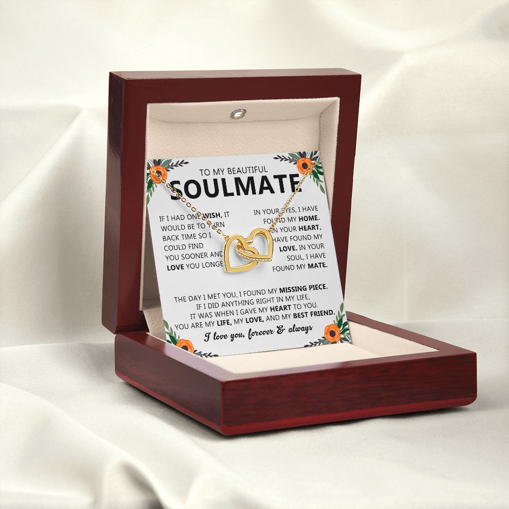 Soulmate Necklace Gift with Message Card for Partner