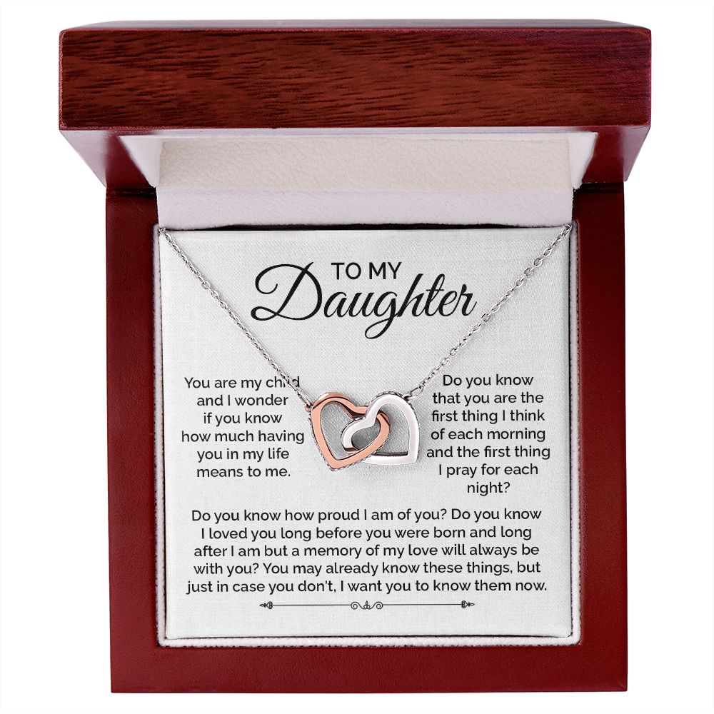 To My Daughter Interlocking Hearts Necklace Gift