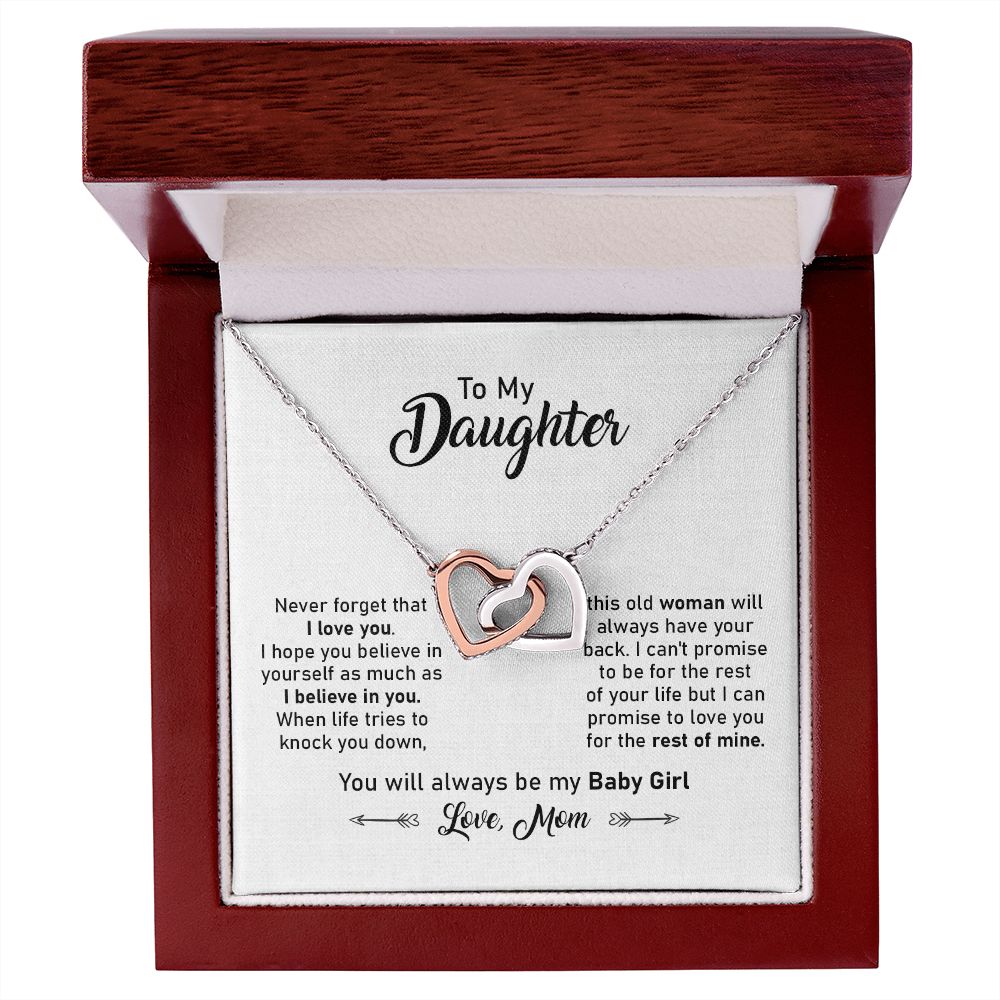 To My Daughter Necklace Gift from Mom with Sweet Note