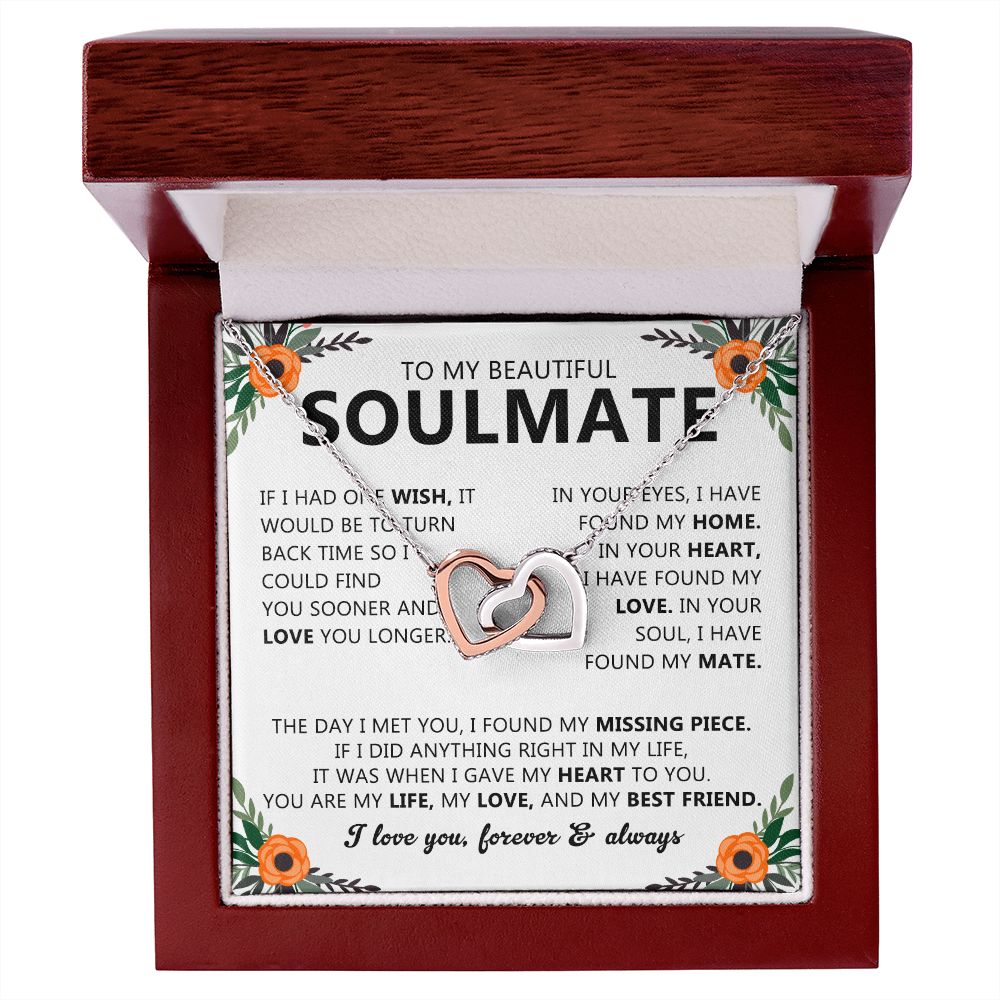 Soulmate Necklace Gift with Message Card for Partner