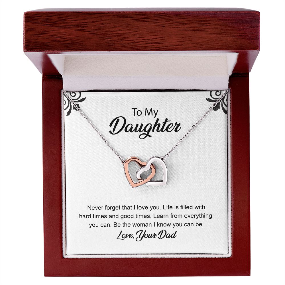Daughter Gift from Dad with Heart Necklace & Card