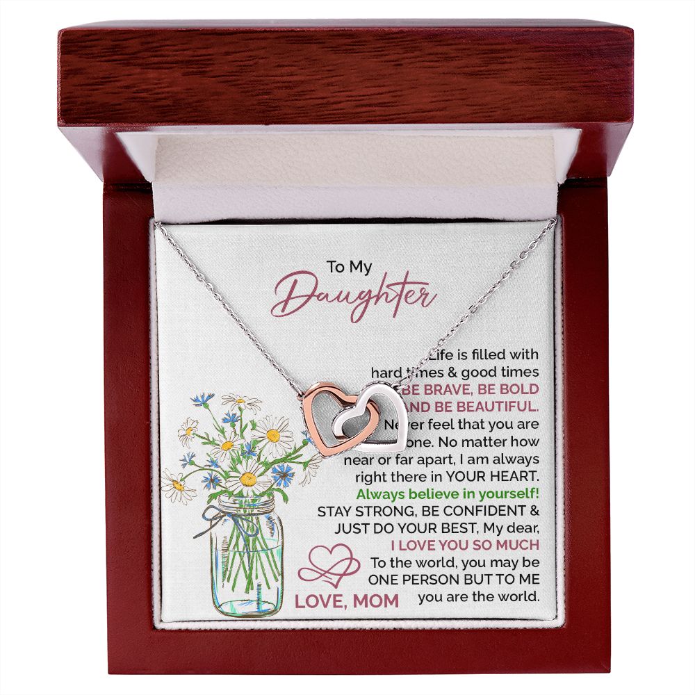Daughter Necklace Gift with Floral Card from Mom