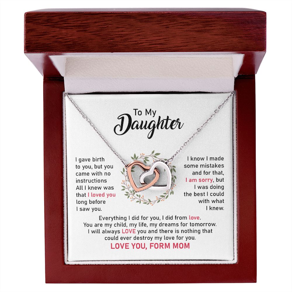 Daughter Necklace from Mom with Loving Apology Card