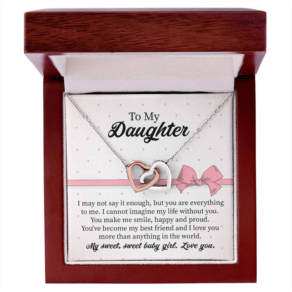To My Daughter Interlocking Hearts Necklace Gift
