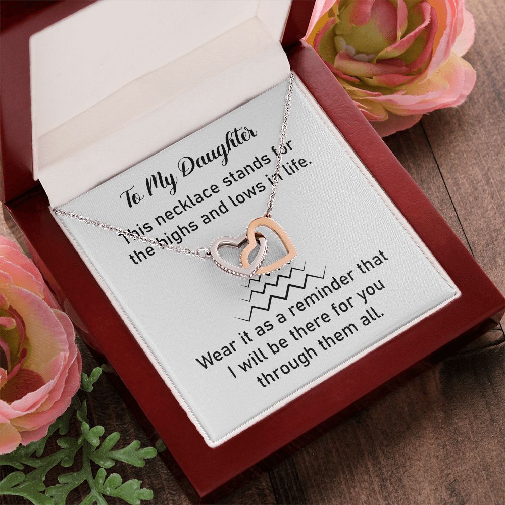 Daughter Two-Tone Heart Necklace with Life Quote