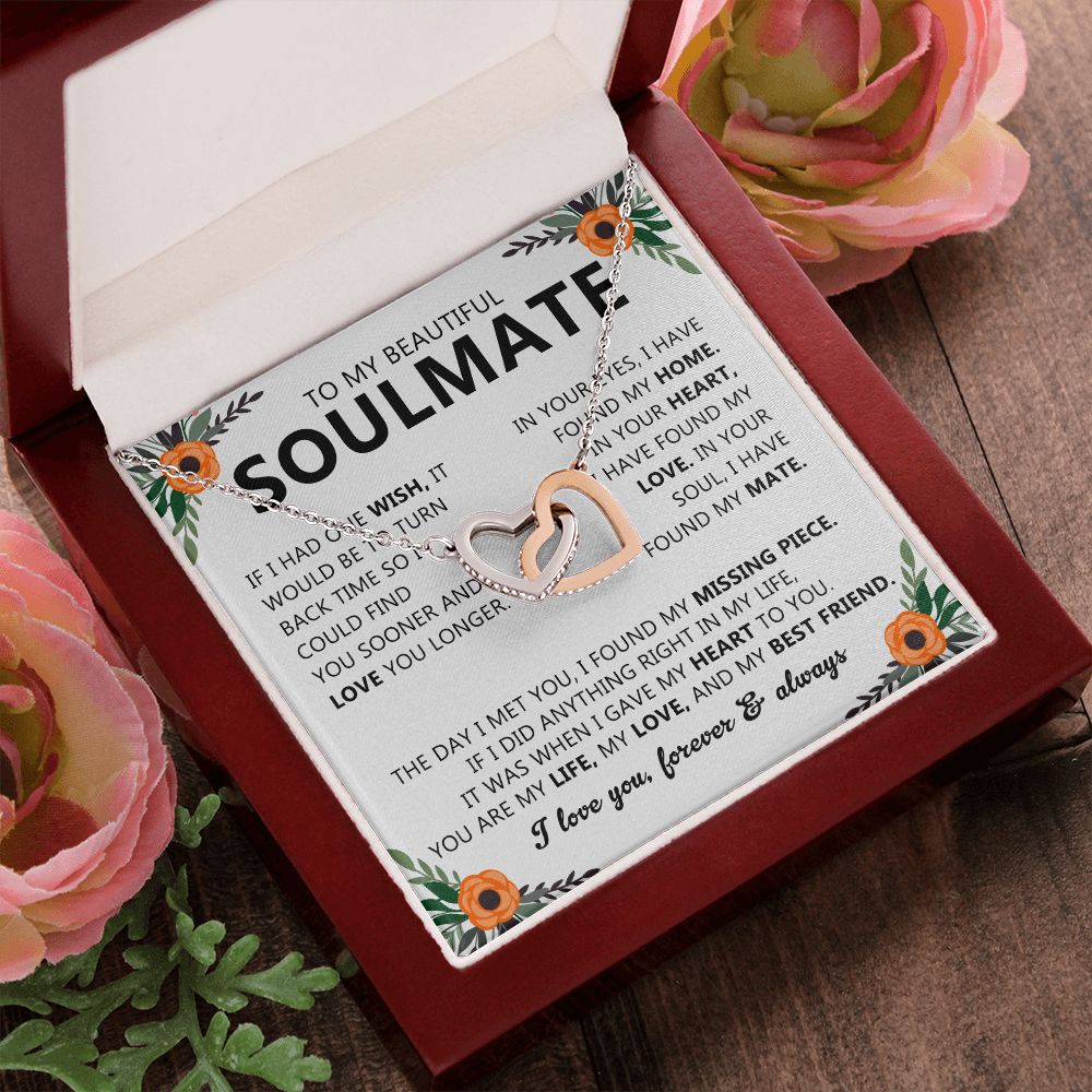 Soulmate Necklace Gift with Message Card for Partner