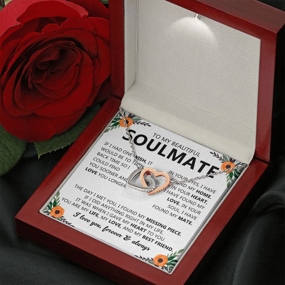 Soulmate Necklace Gift with Message Card for Partner