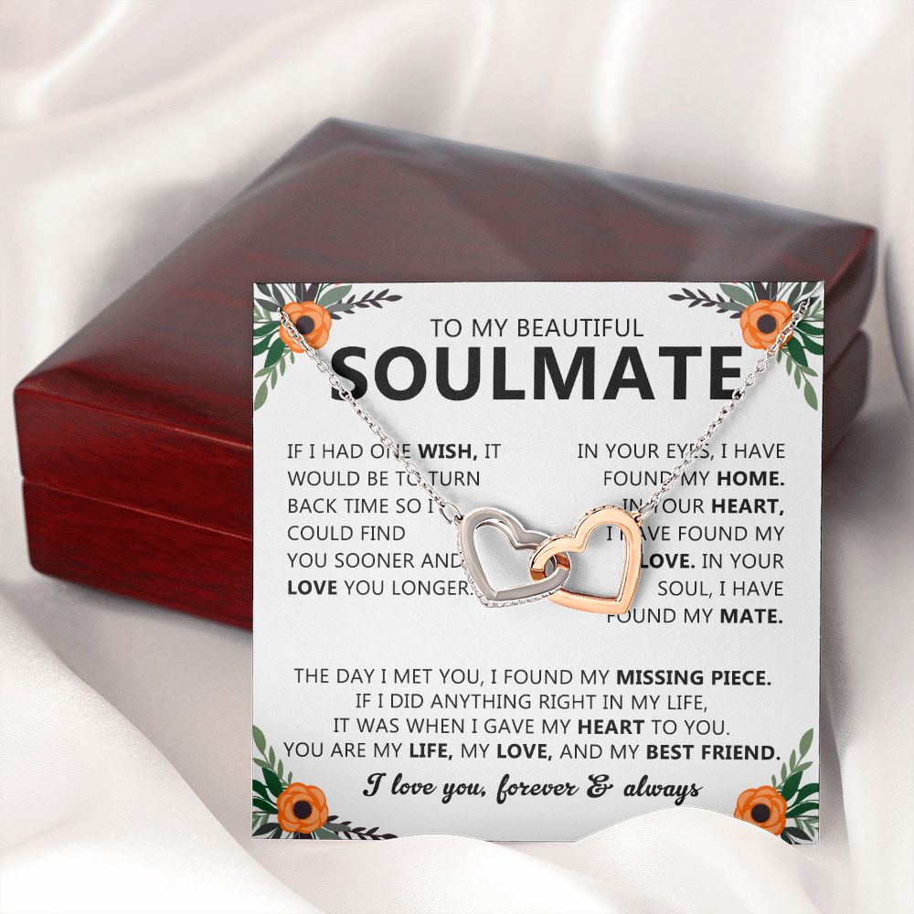 Soulmate Necklace Gift with Message Card for Partner