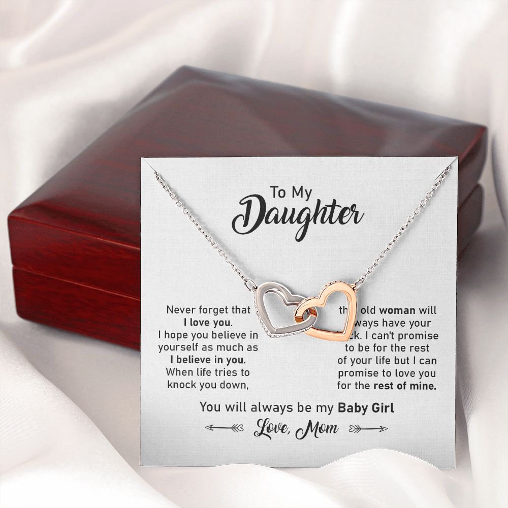To My Daughter Necklace Gift from Mom with Sweet Note