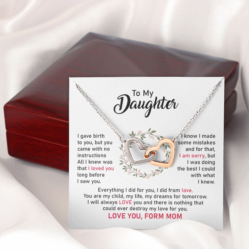 Daughter Necklace from Mom with Loving Apology Card