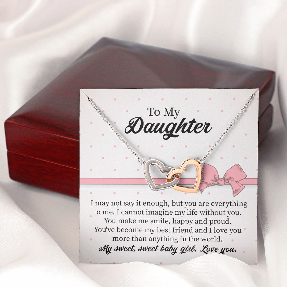 To My Daughter Interlocking Hearts Necklace Gift