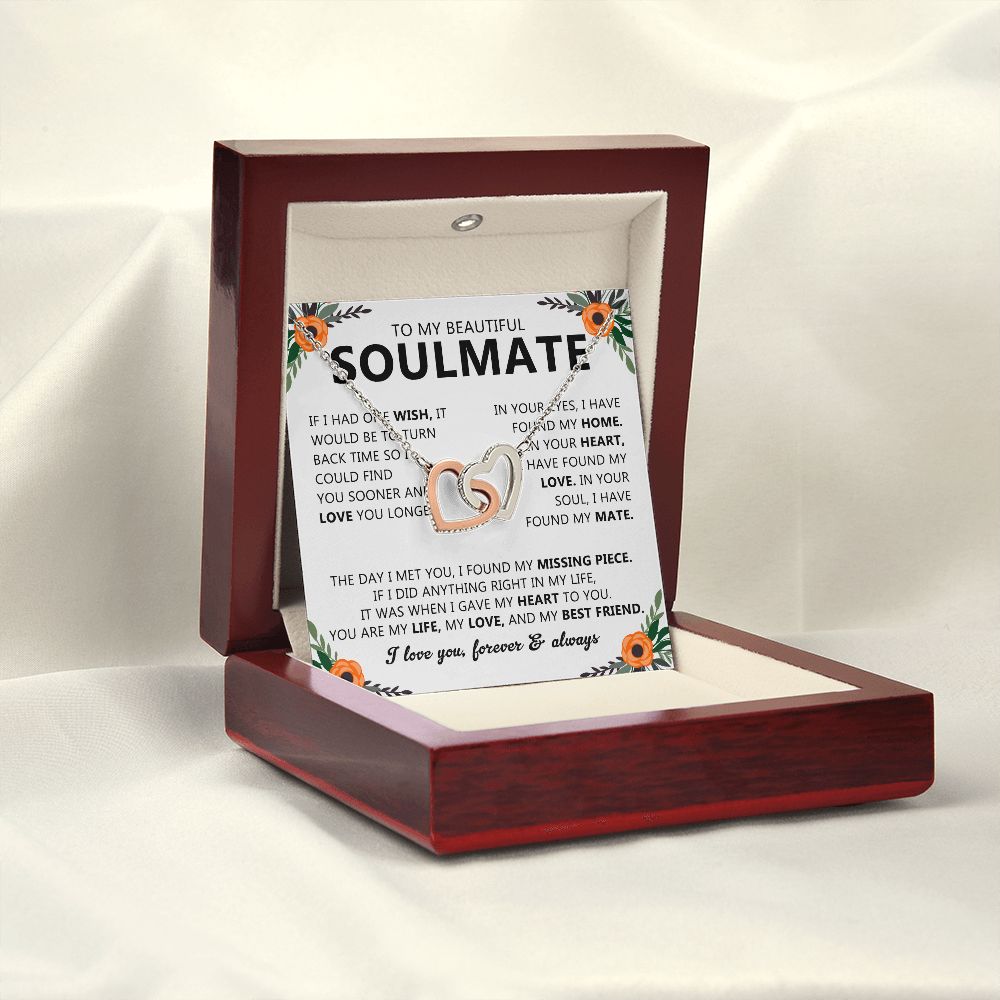 Soulmate Necklace Gift with Message Card for Partner
