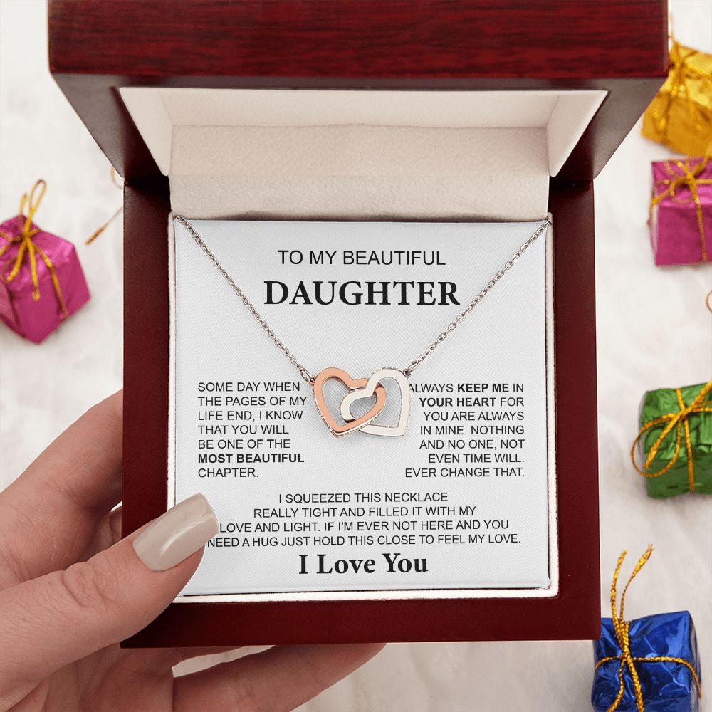 Daughter Necklace Gift with Touching I Love You Message