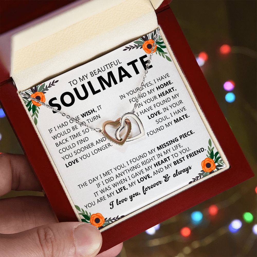 Soulmate Necklace Gift with Message Card for Partner