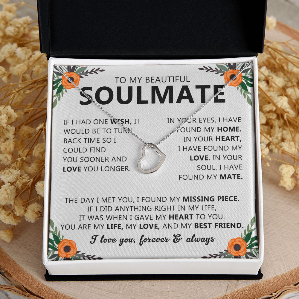 Soulmate Necklace Gift with Romantic Heartfelt Message