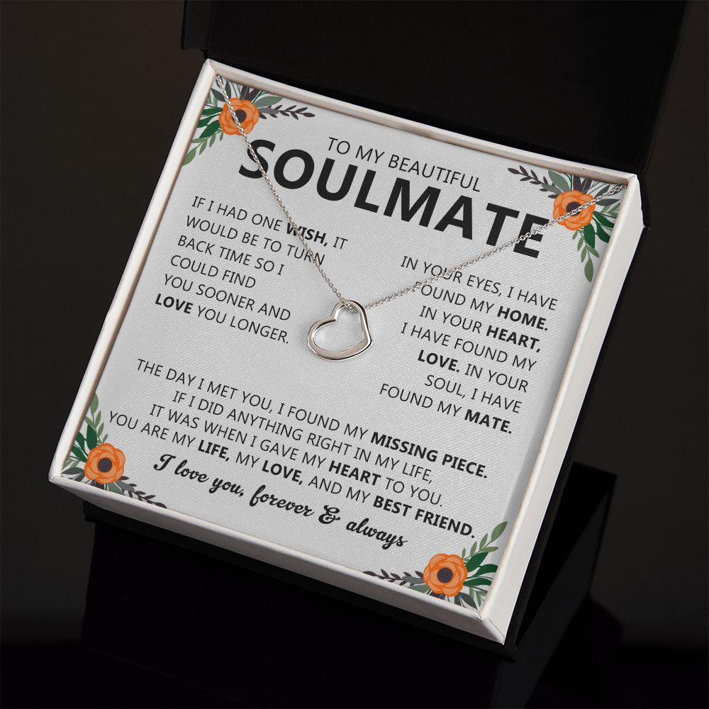 Soulmate Necklace Gift with Romantic Heartfelt Message