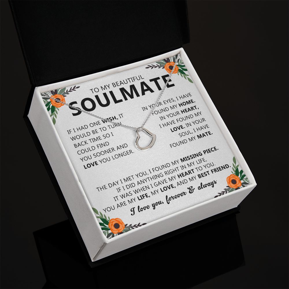 Soulmate Necklace Gift with Romantic Heartfelt Message