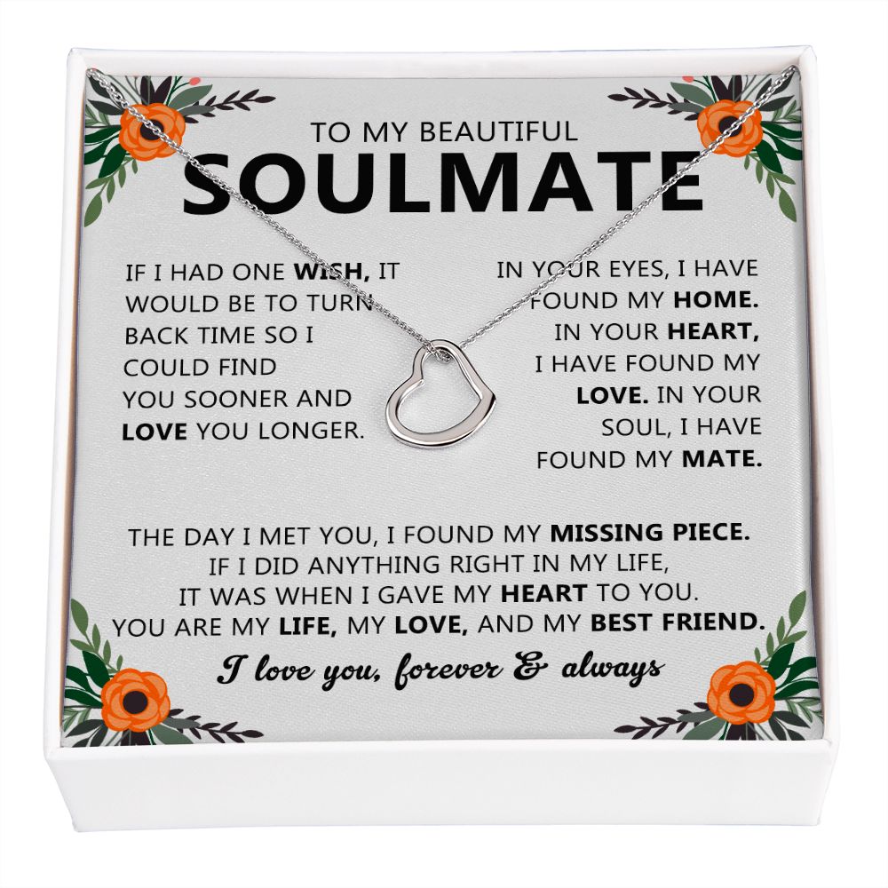Soulmate Necklace Gift with Romantic Heartfelt Message