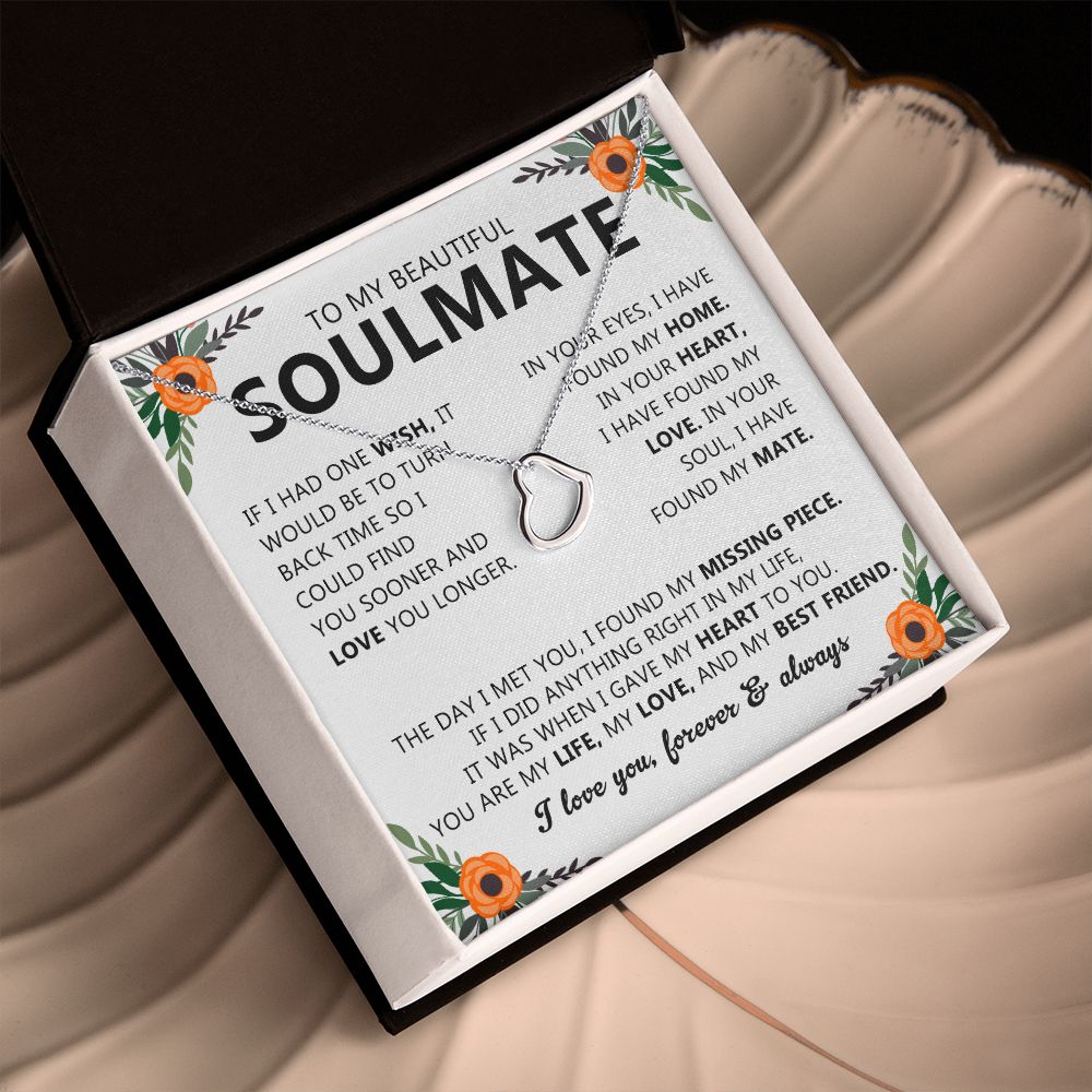 Soulmate Necklace Gift with Romantic Heartfelt Message