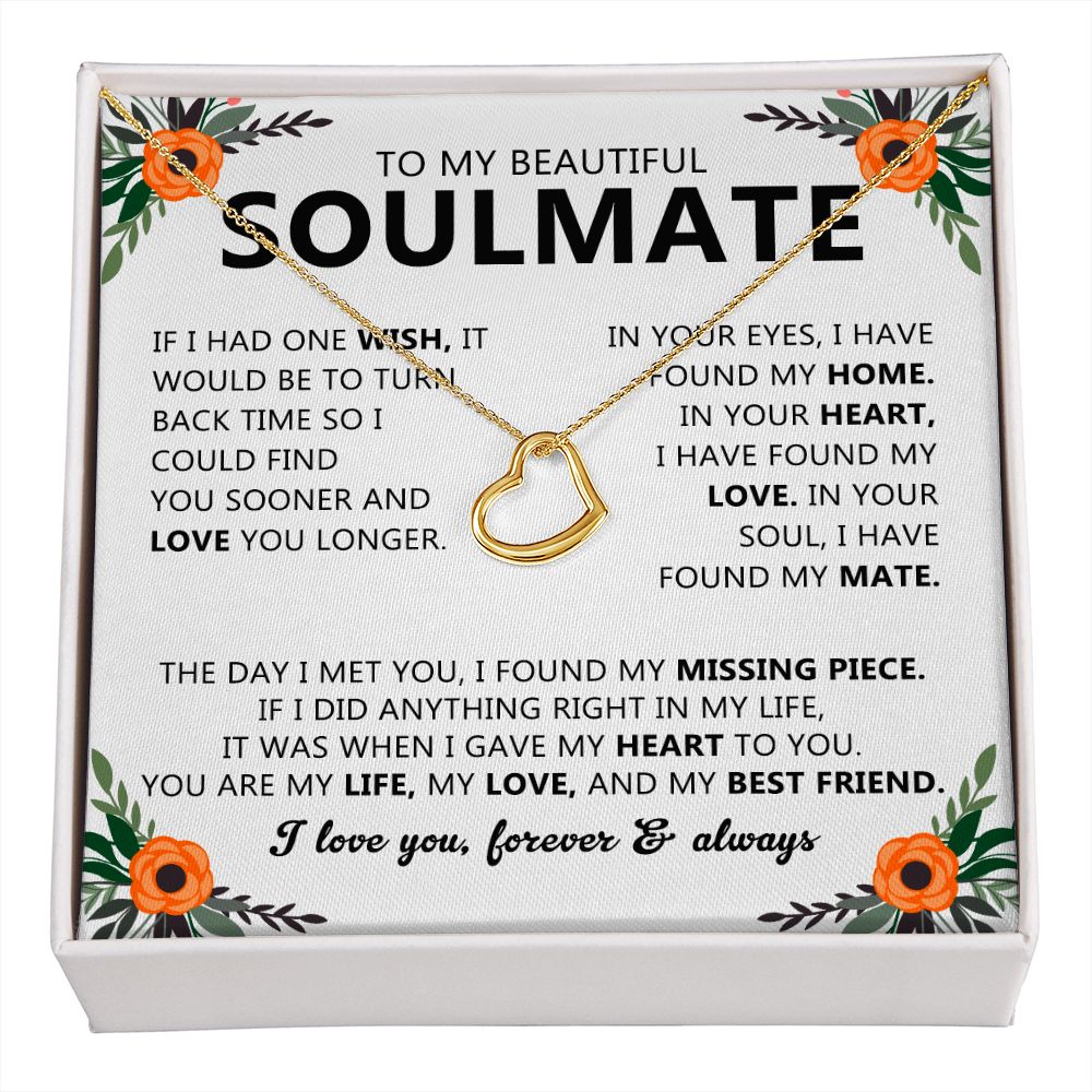 Soulmate Necklace Gift with Romantic Heartfelt Message