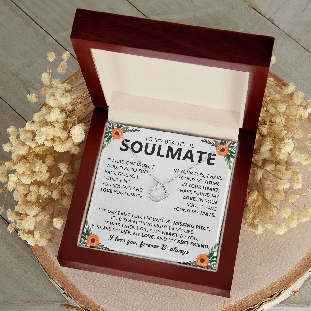 Soulmate Necklace Gift with Romantic Heartfelt Message