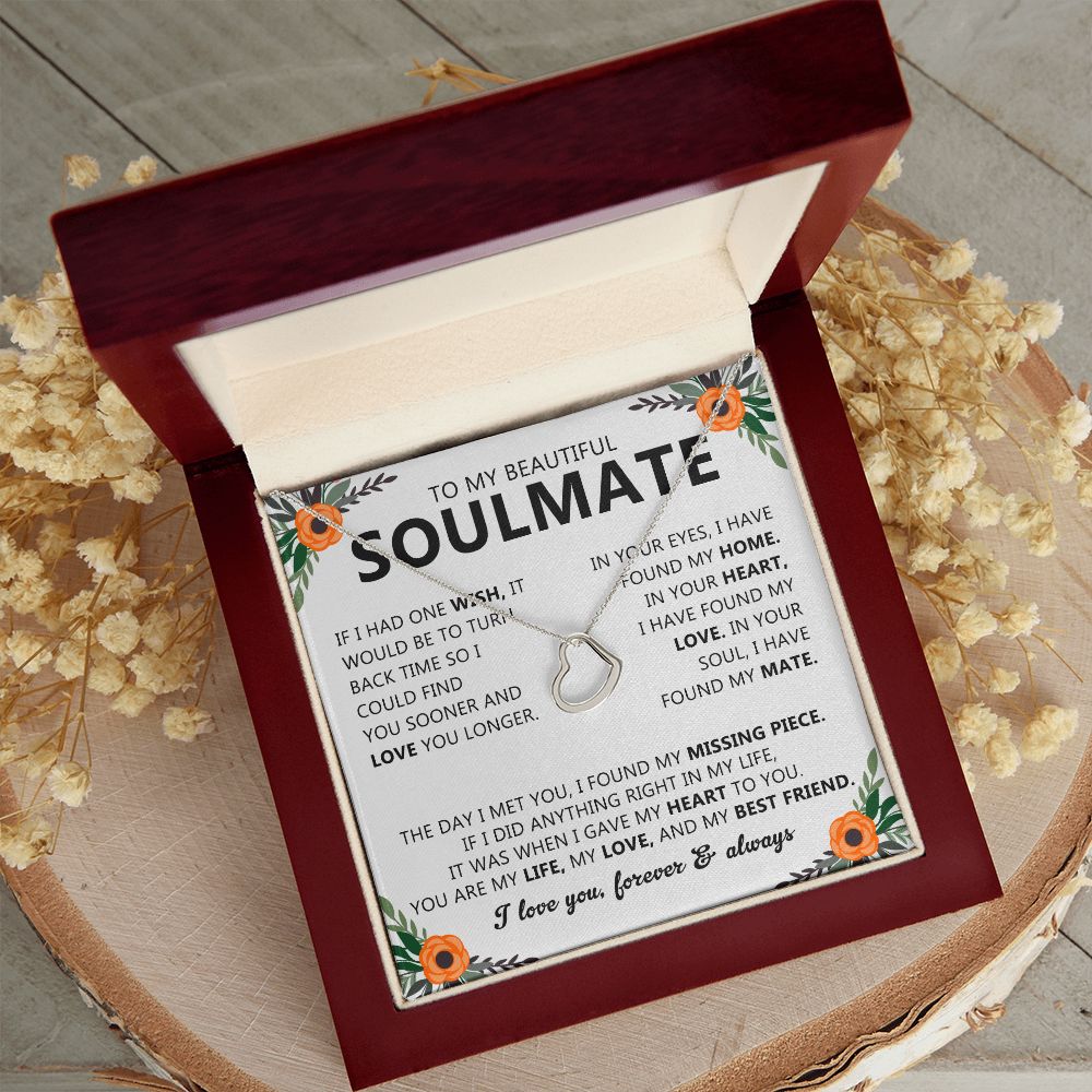 Soulmate Necklace Gift with Romantic Heartfelt Message