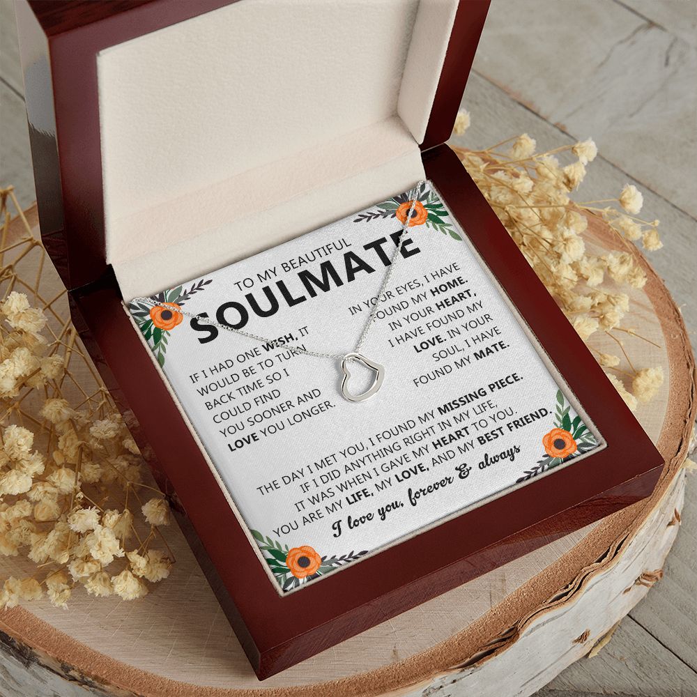 Soulmate Necklace Gift with Romantic Heartfelt Message