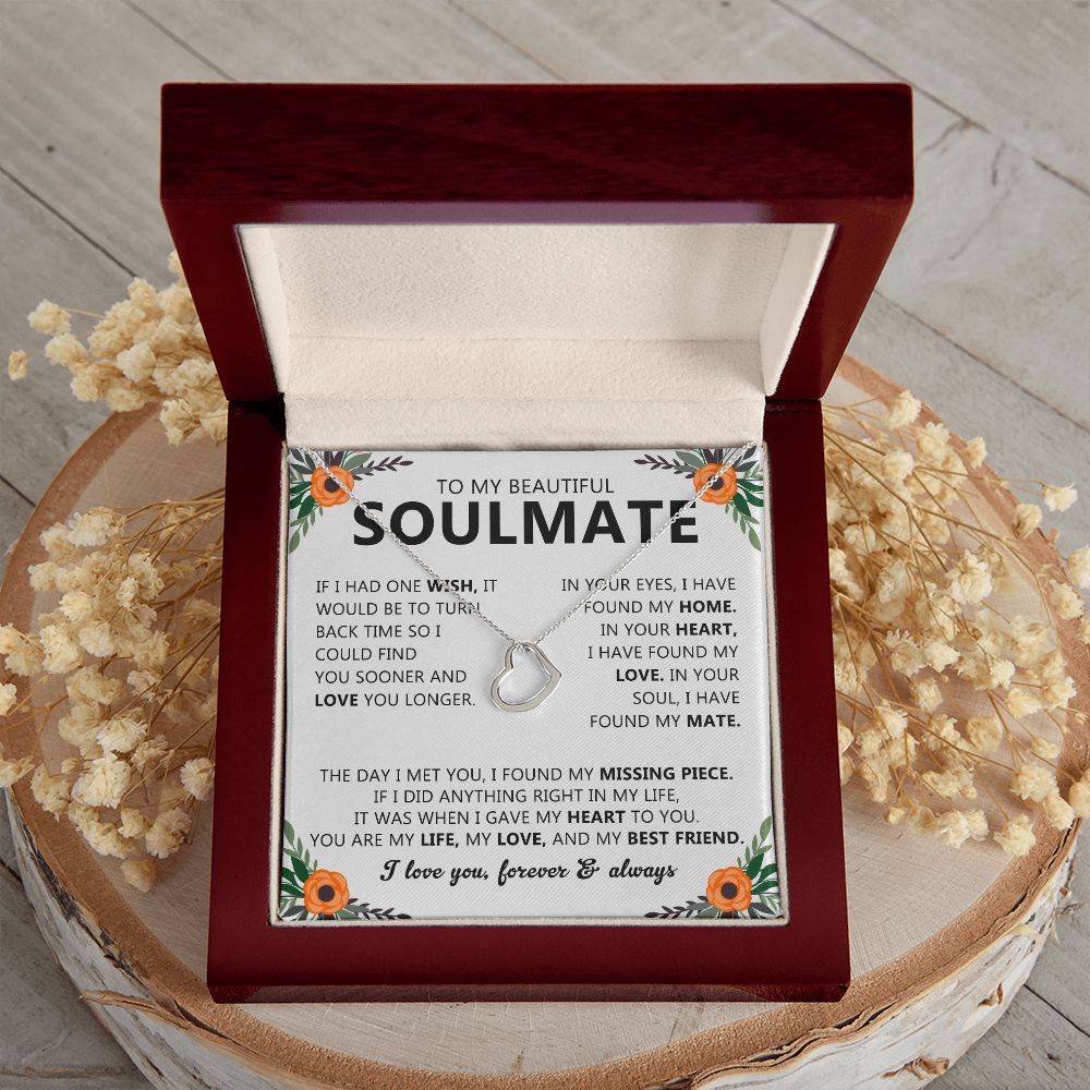 Soulmate Necklace Gift with Romantic Heartfelt Message