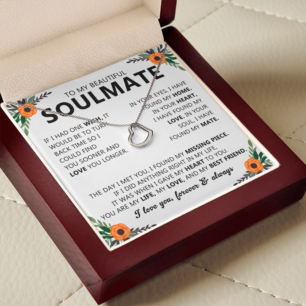 Soulmate Necklace Gift with Romantic Heartfelt Message