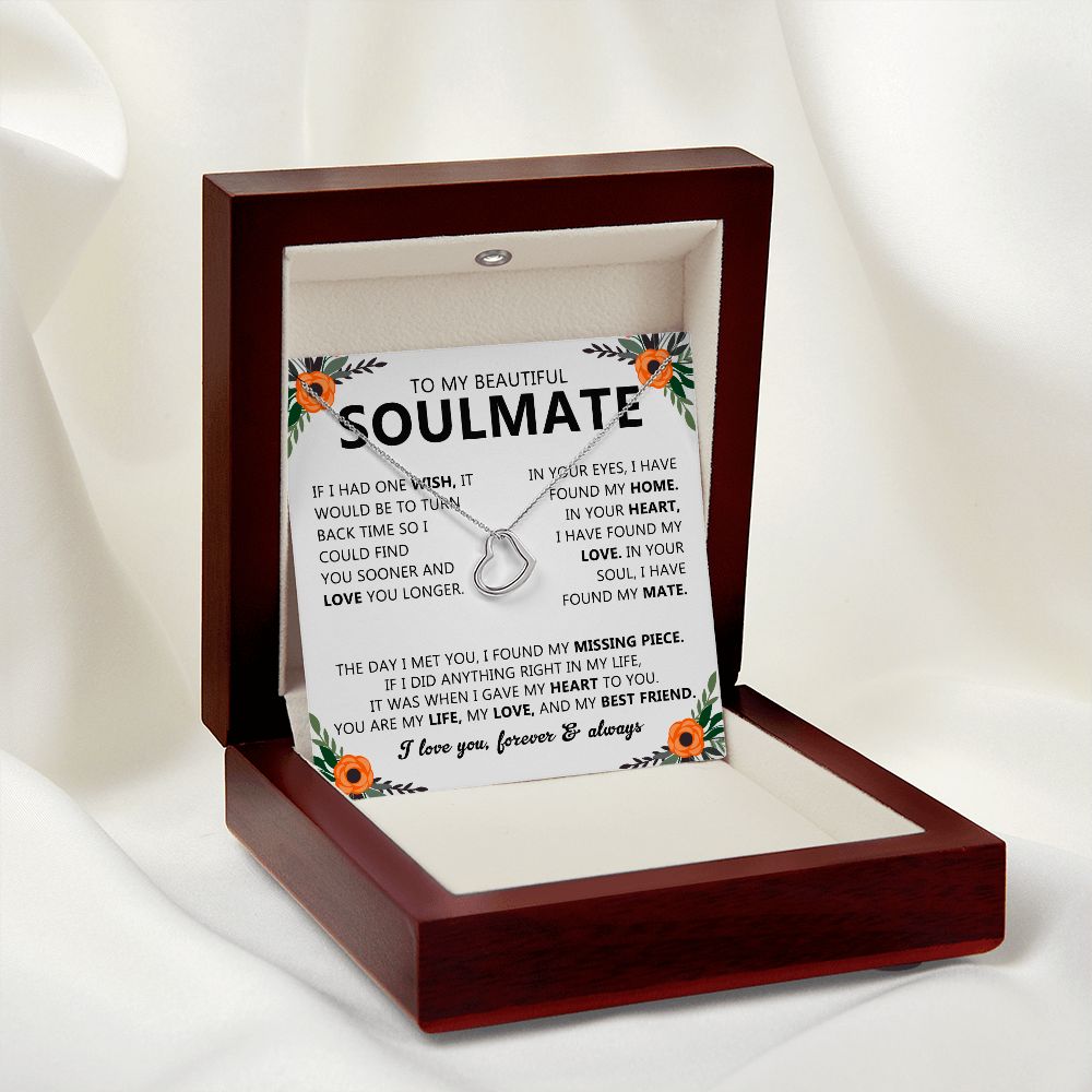 Soulmate Necklace Gift with Romantic Heartfelt Message