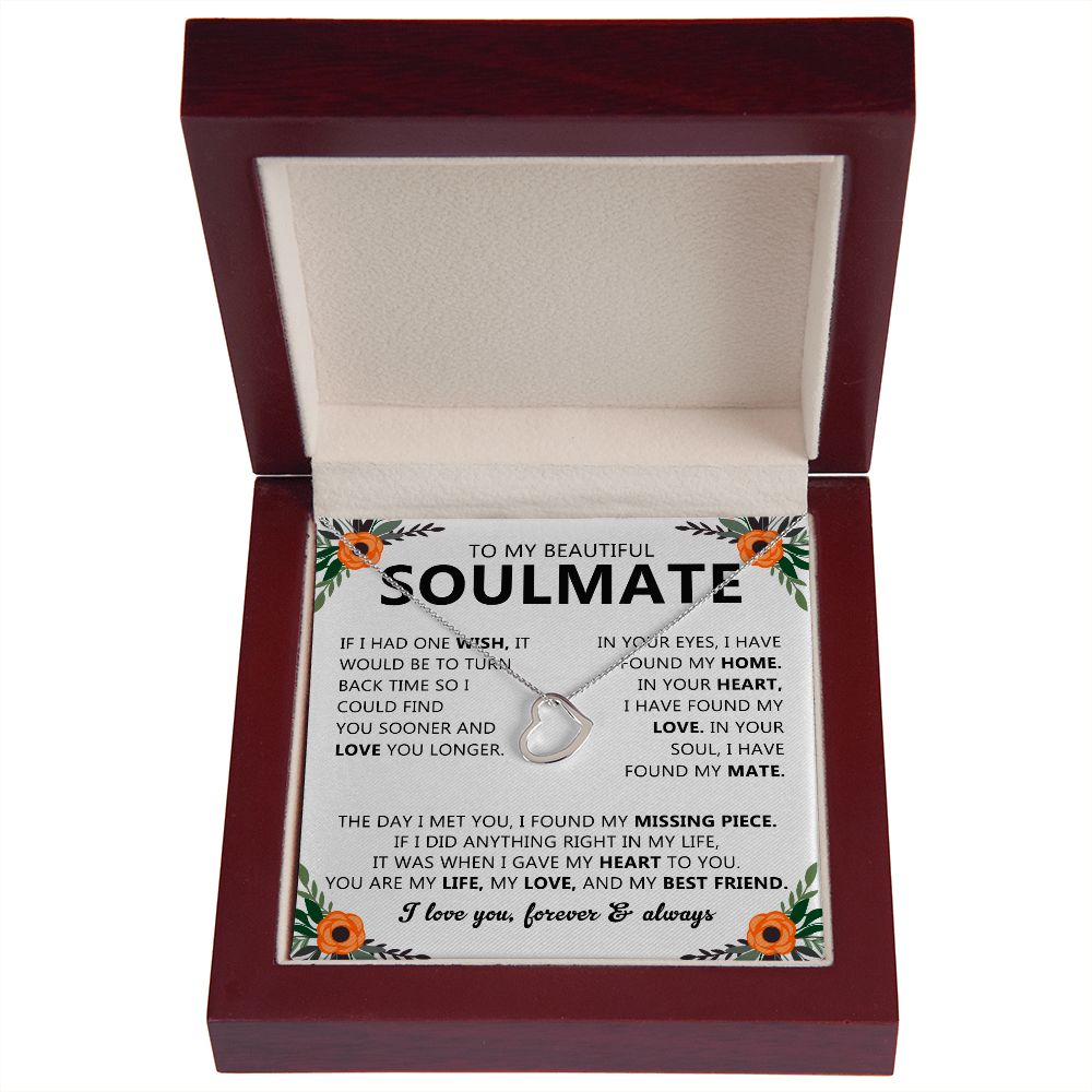 Soulmate Necklace Gift with Romantic Heartfelt Message