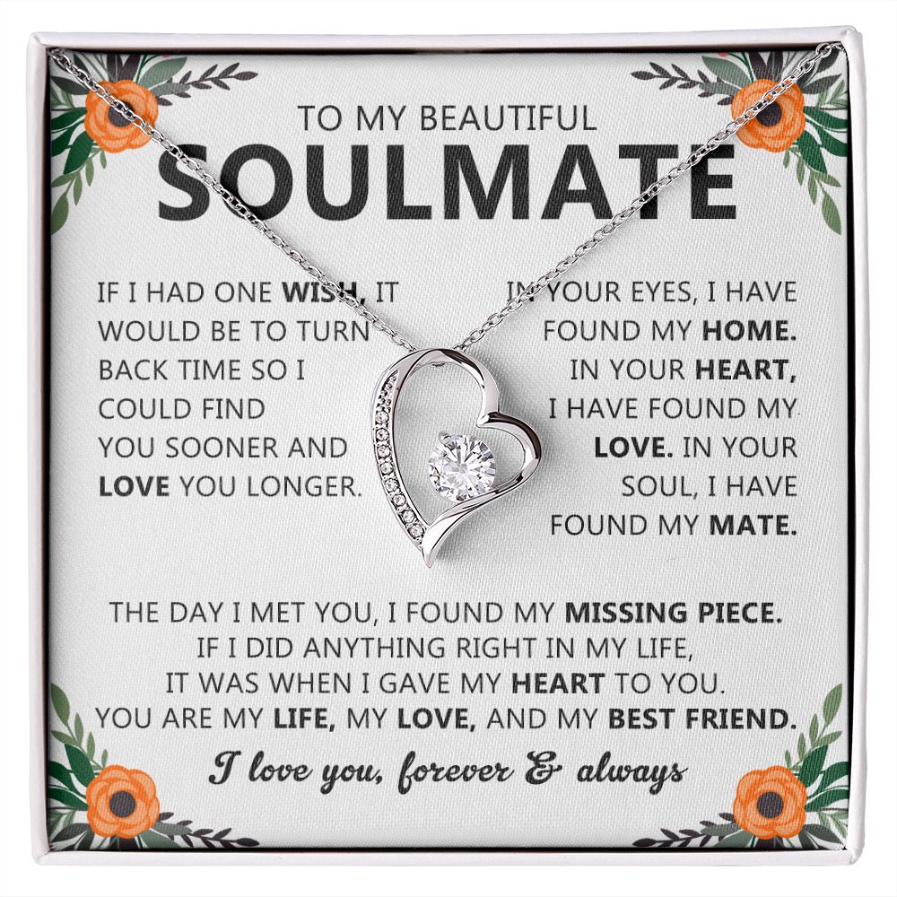 Soulmate Heart Pendant Necklace with Love Note