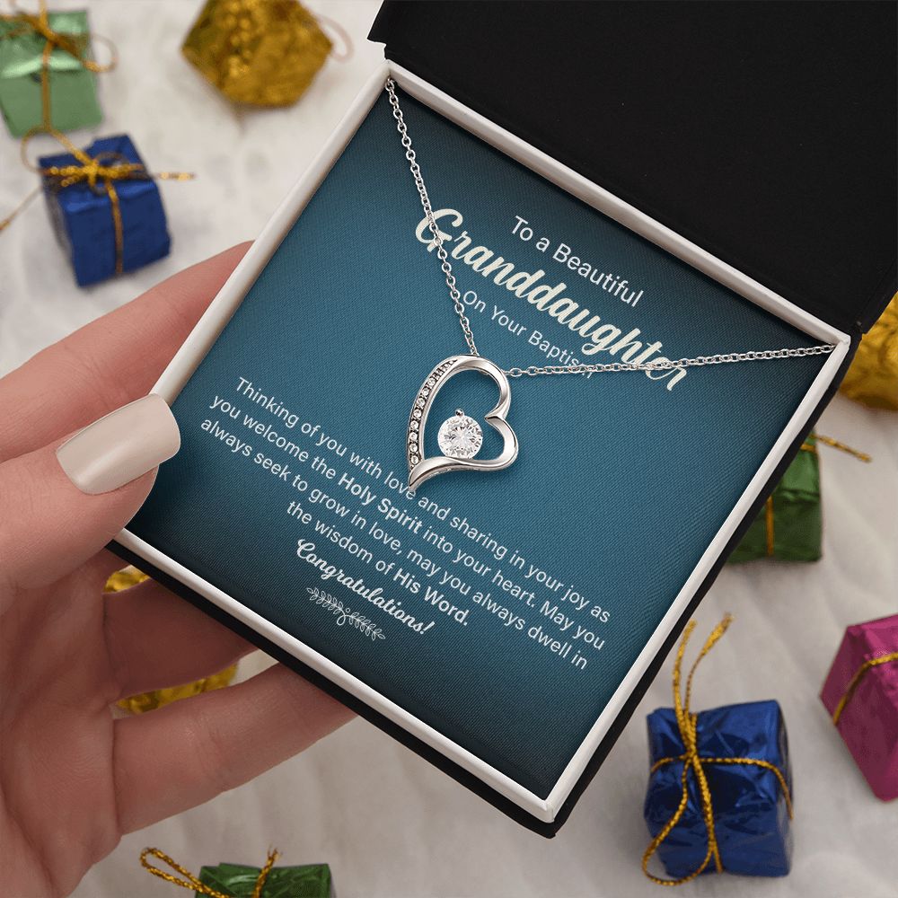 Granddaughter Baptism Necklace Gift with Message Card