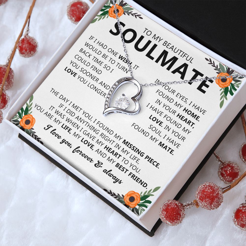 Soulmate Heart Pendant Necklace with Love Note