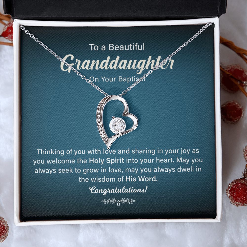 Granddaughter Baptism Necklace Gift with Message Card