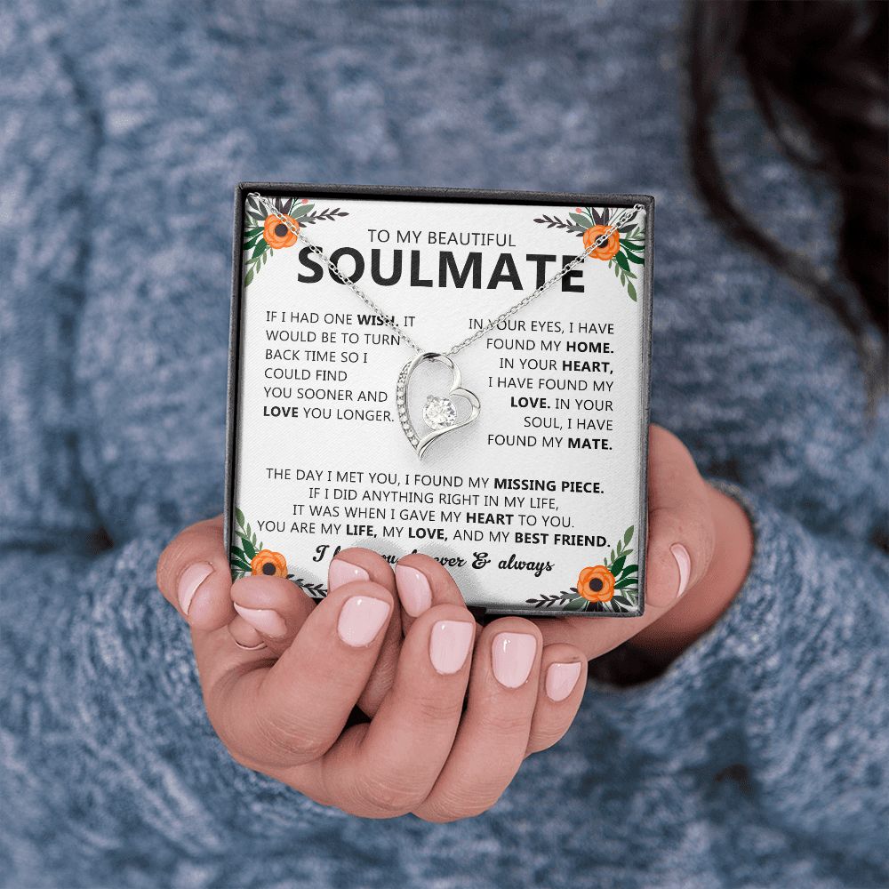 Soulmate Heart Pendant Necklace with Love Note