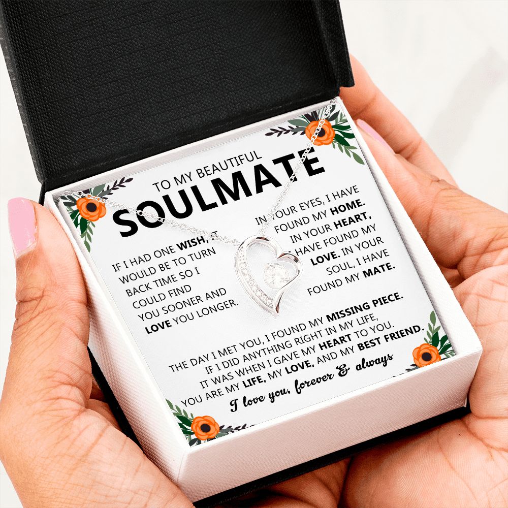 Soulmate Heart Pendant Necklace with Love Note