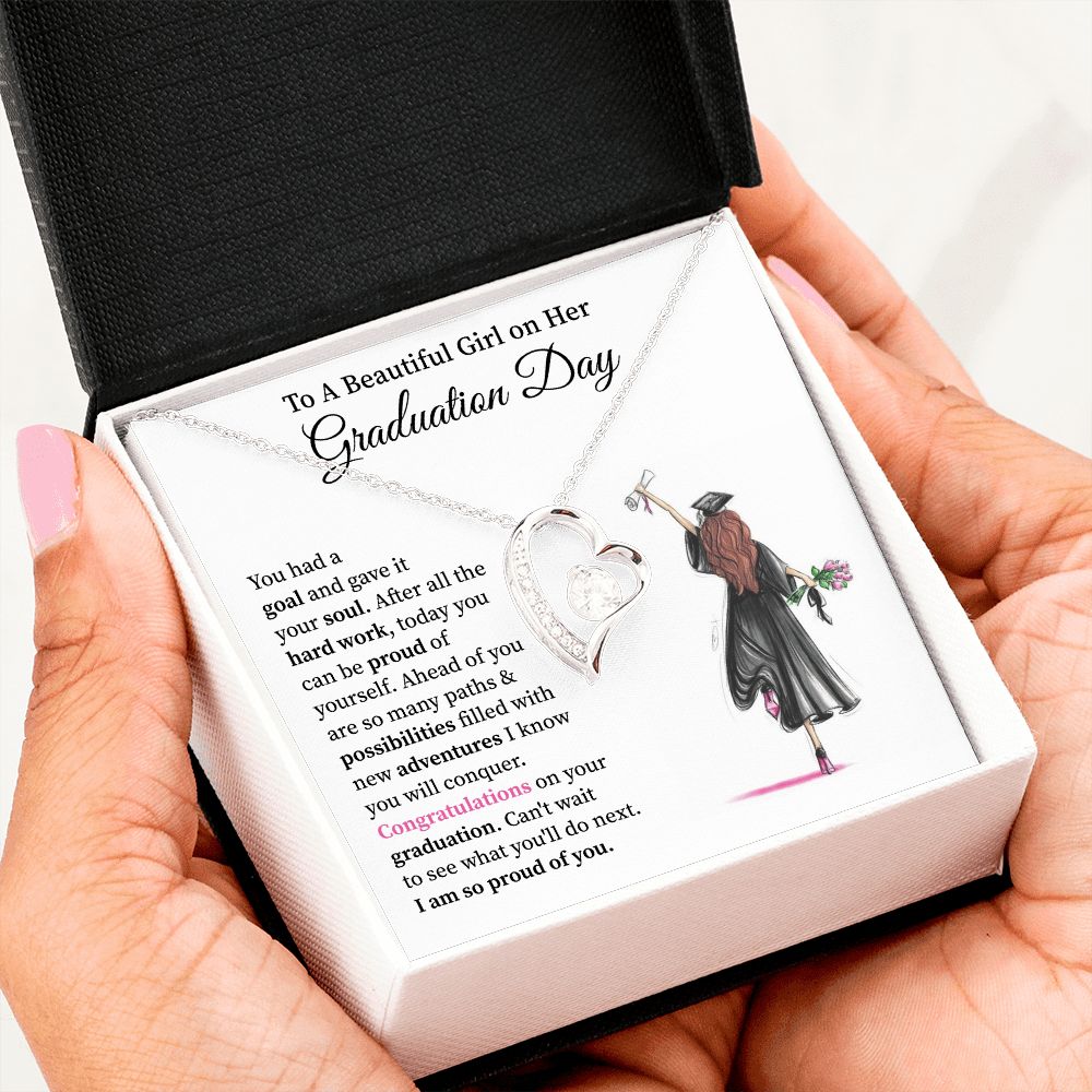 Graduation Necklace for Daughter With Heart Pendant