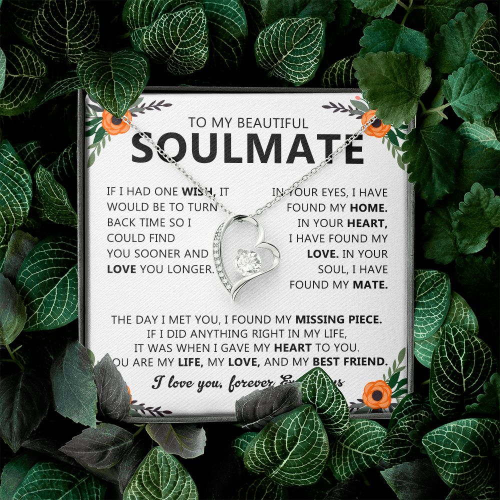 Soulmate Heart Pendant Necklace with Love Note