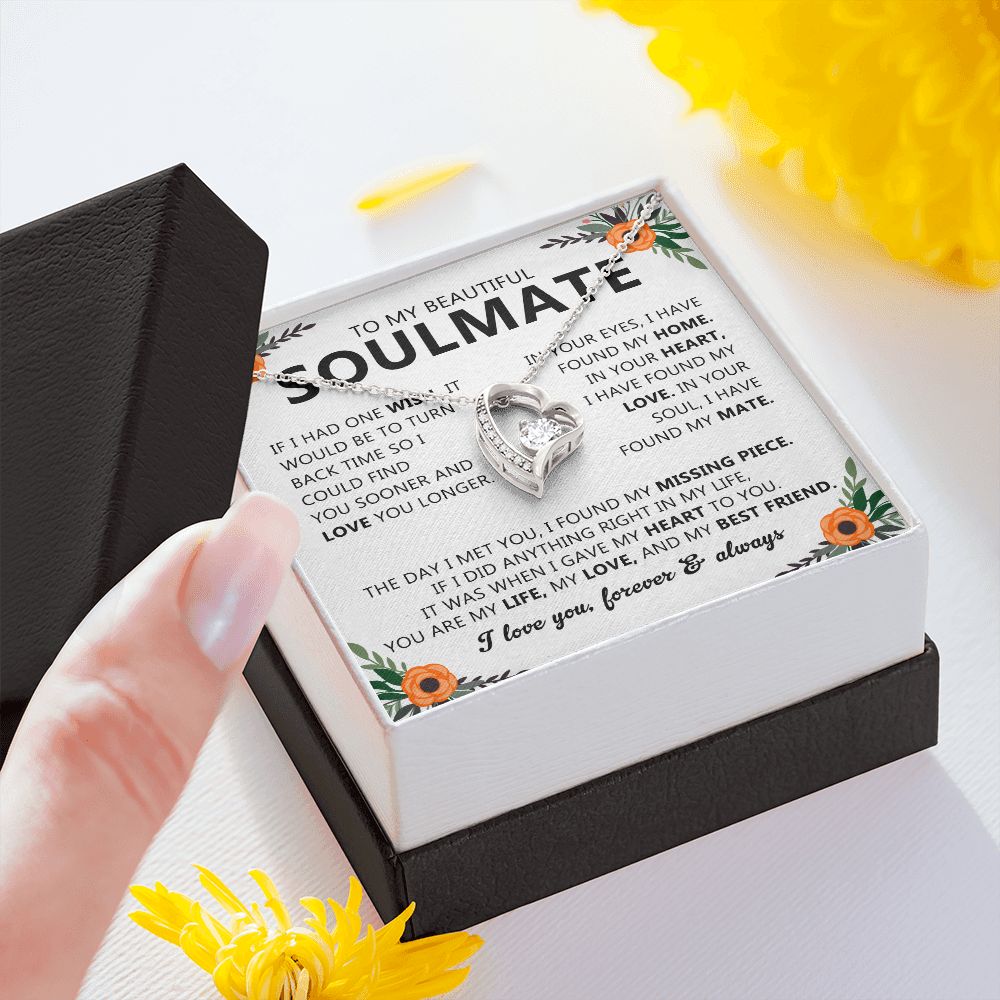 Soulmate Heart Pendant Necklace with Love Note